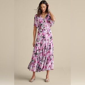 Soft Surroundings Santhia Floral Tiered Flowy Maxi Dress Wedding Guest Medium